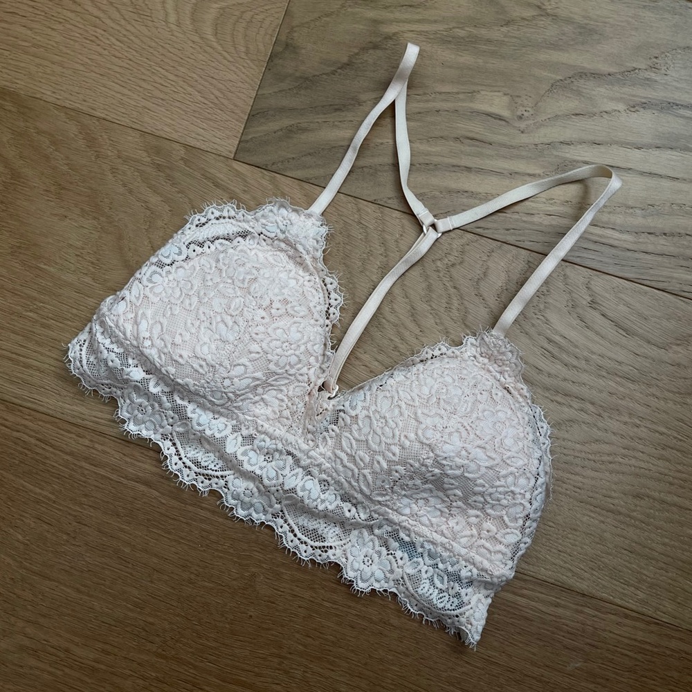 aerie peach lace bralette